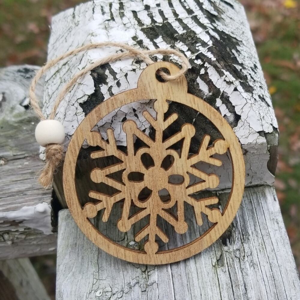 Snowflake A laser cut wooden ornament